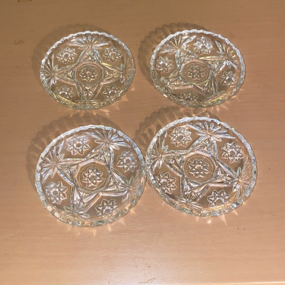Anchor Hocking Prescut Pressed Glass Coasters set of 4